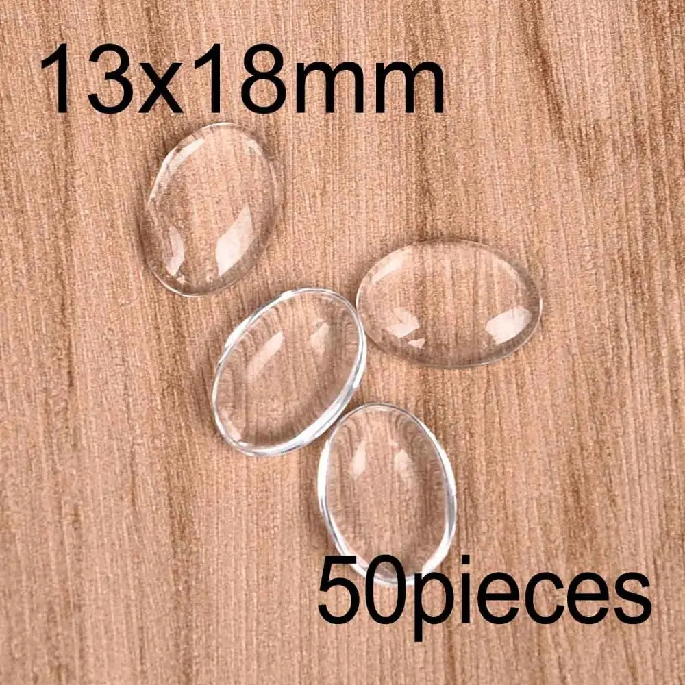 Oval 13x18mm 50pcs Круглые прозрачные кабошоны овальные квадратные сердца с плоской задней частью прозрачное стекло для ювелирных изделий ручной работы - Цвет: Oval 13x18mm 50pcs