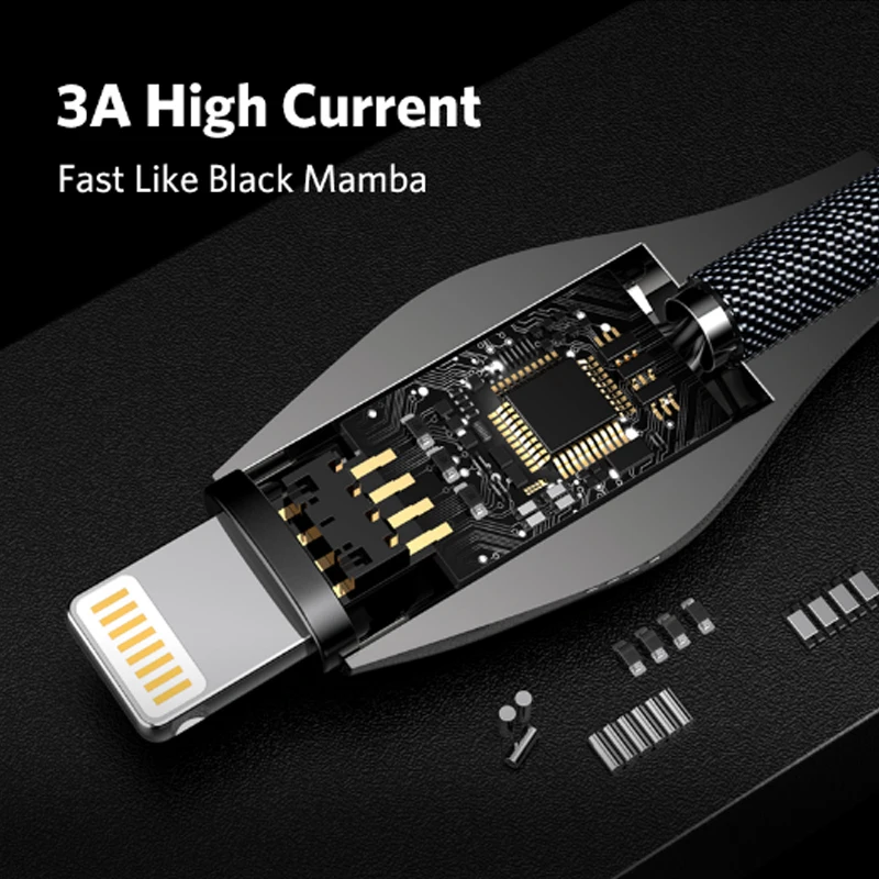 Benks Lightning-USB кабель зарядного устройства форма змеи для Apple iPhone X 10 8 7 6s Plus Se 3A кабели