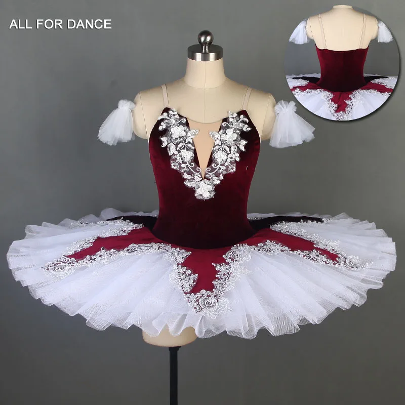 

Burgundy with white trim Pre-professional ballet dance costumes pancake tutu classical ballet tutu dance costumes ballet tutu