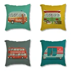 Подушка на сиденье для дивана, домашний декор, Kawaii, мультяшная Радуга, автобус, путешествие, автомобильная декоративная подушка, подушка, льняная хлопковая подушка