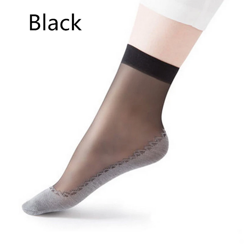 Black 10 пар/лот, новые бархатные шелковые женские повседневные носки с хлопковой подошвой, мягкие Нескользящие массажные влагостойкие тонкие носки - Цвет: Black