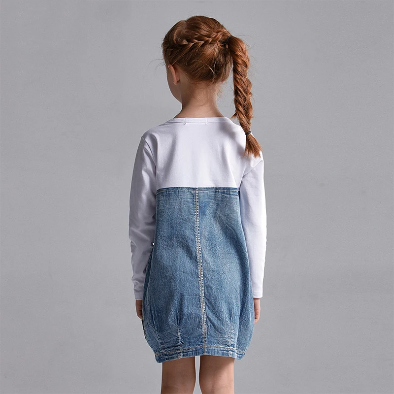 2016 платья из джинсовой ткани для девочек летняя одежда подростков школьная 5 6 7 8 9