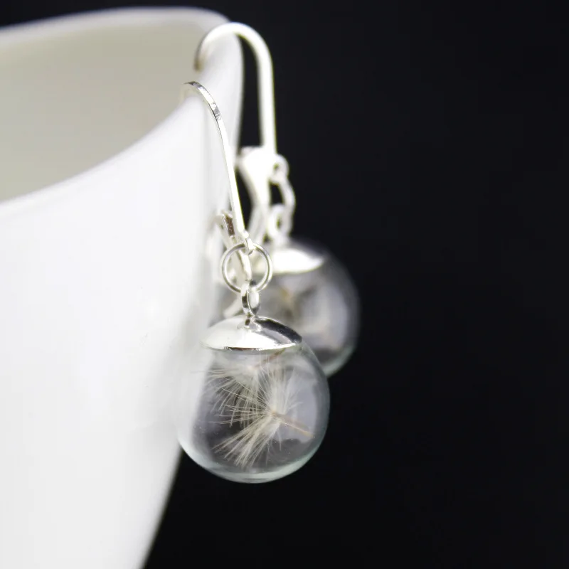 

SUTEYI Fashion Dandelion Earrings Newest Crystal Earrings Glass Bottle Earring Plants Specimen Women Party Earings Jewelry