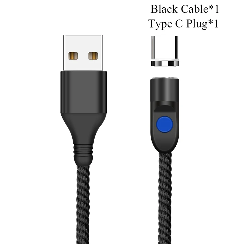 Type C Plug Black Круглый Магнитный кабель GREENPORT для iphone, lightning, xs, 3A, быстрая зарядка, Тип C, Micro Usb шнур для samsung S9, кабели для мобильных телефонов - Цвет: Type C Plug Black