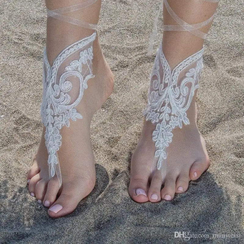 Elegant Lace Beach Wedding Barefoot Sandals 2021 Hot Sale Anklet Chain Cheap Custom Made Bridal Bridesmaid Jewelry Foot