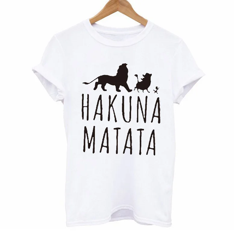 Черная/серая/белая HAKUNA MATATA Lion мужская футболка Повседневная полиэфирная Летняя с