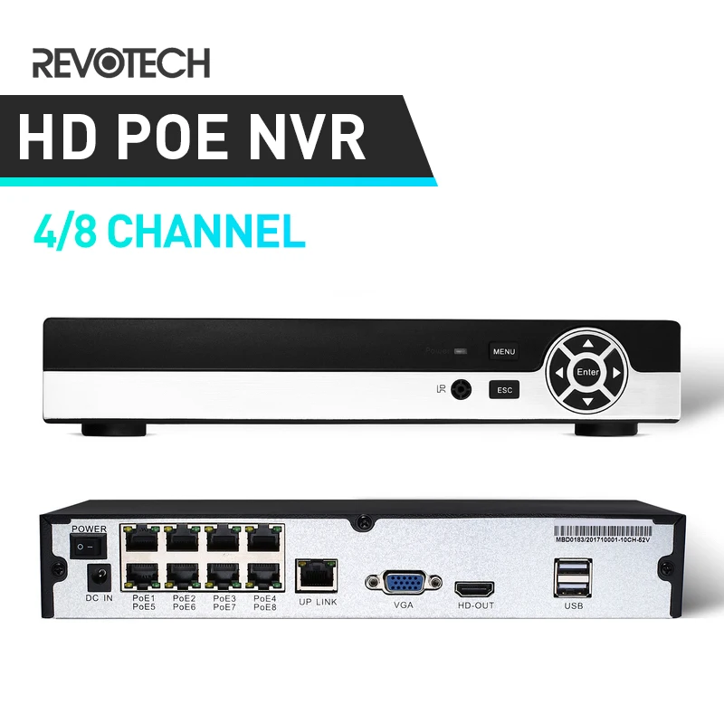 4/8 канальный POE 1080P HD сетевой видеорегистратор 48В 802.3af стандарт HDMI CH CCTV NVR ONVIF P2P