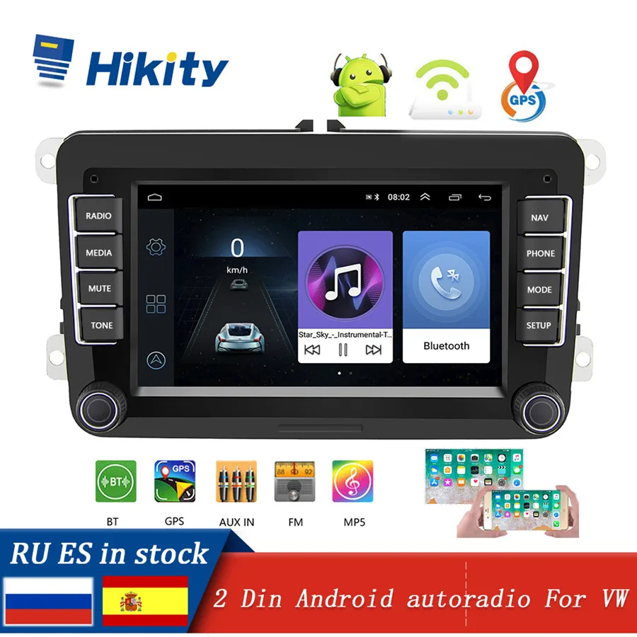 Автомобильный мультимедийный плеер Hikity Android 8 1 2 Din 7 дюймов GPS навигация Wi Fi