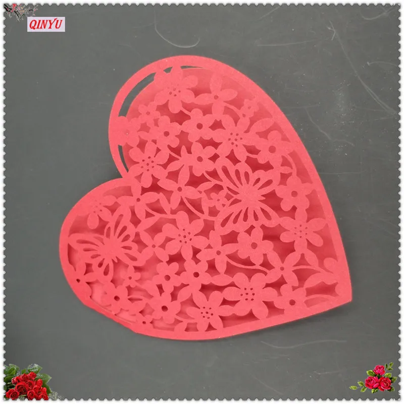 10/50/100 pcs Greeting Cards Small Folding Heart Shape Lovely Message Card Invitation for Anniversary Valentines Day 5z |