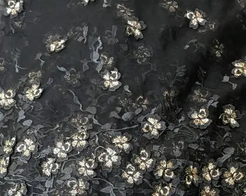 black Светильник, синий, розовый, стерео, кружево, Цветочная вышивка, ткань для свадебной фотосъемки, фоновая одежда, платье, ткань RS2607 - Цвет: black