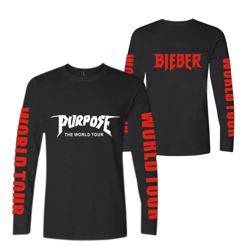 Футболка с длинным рукавом Justin Bieber хлопковая футболка для мужчин и женщин
