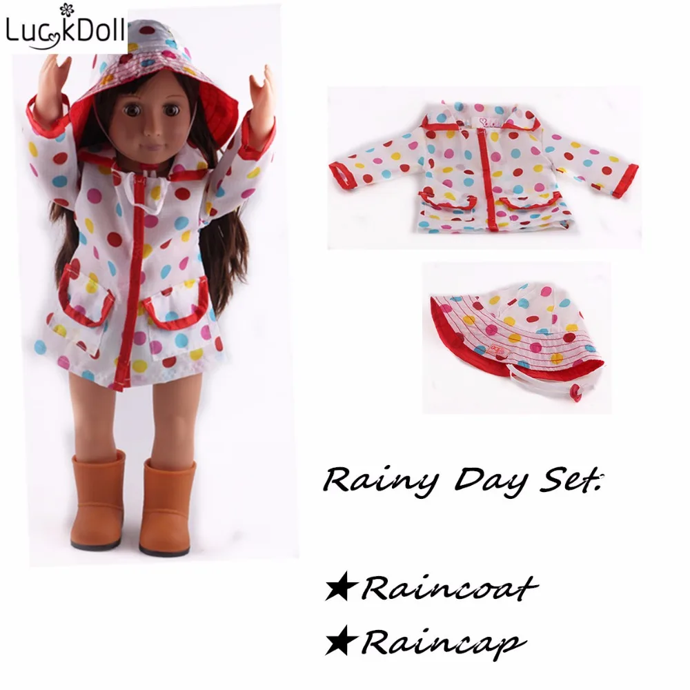 Новый Модный Плащ для куклы Luckdoll с шапочкой аксессуары американских кукол 18