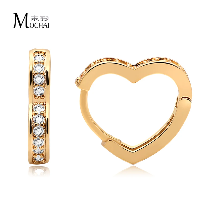 Женские серьги кольца бижутерия в форме сердца с фианитом Mochai ZK30|hoop earrings|cubic zirconia