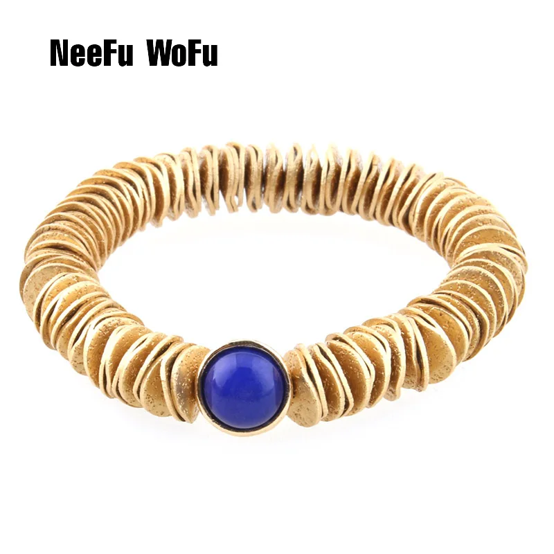 Медные браслеты NeeFuWoFu из натурального камня богемный Браслет дерева эластичный