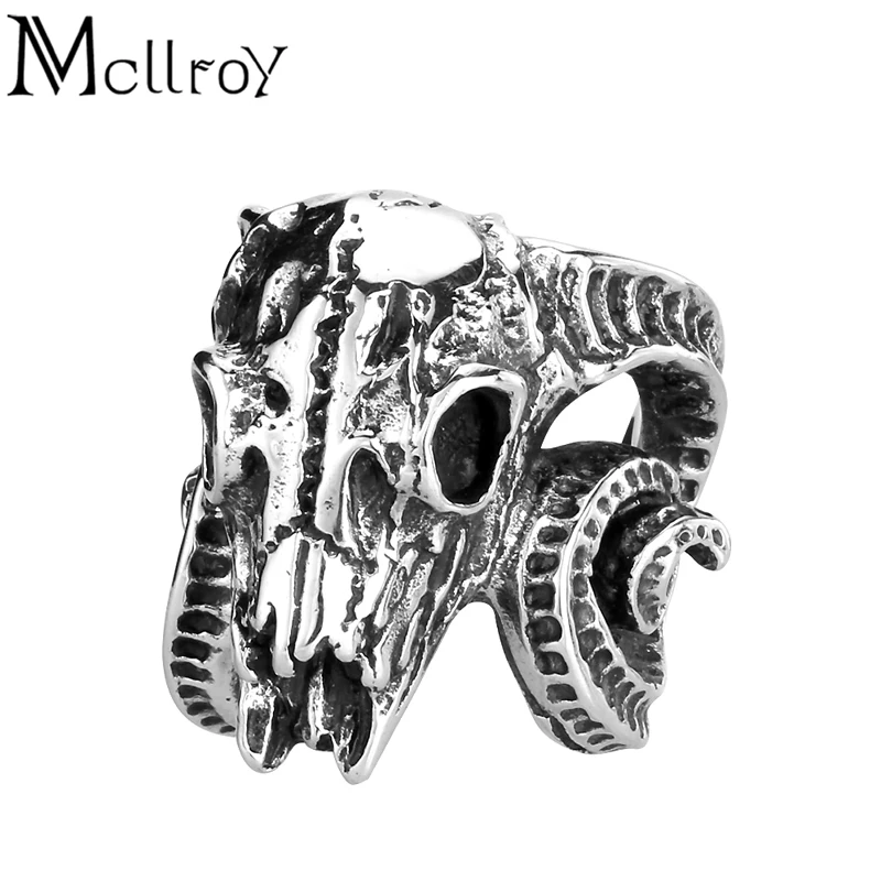 Mcllroy Открытое кольцо из нержавеющей стали старинное блюдо голова овцы Винтажное