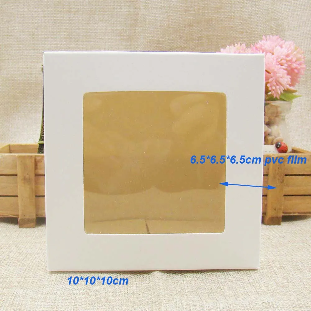 10*10*10 см белая/черная/крафт-коробка для упаковки подарочных коробок с ПВХ окном для конфет/тортов/мыла/печенья/кексов