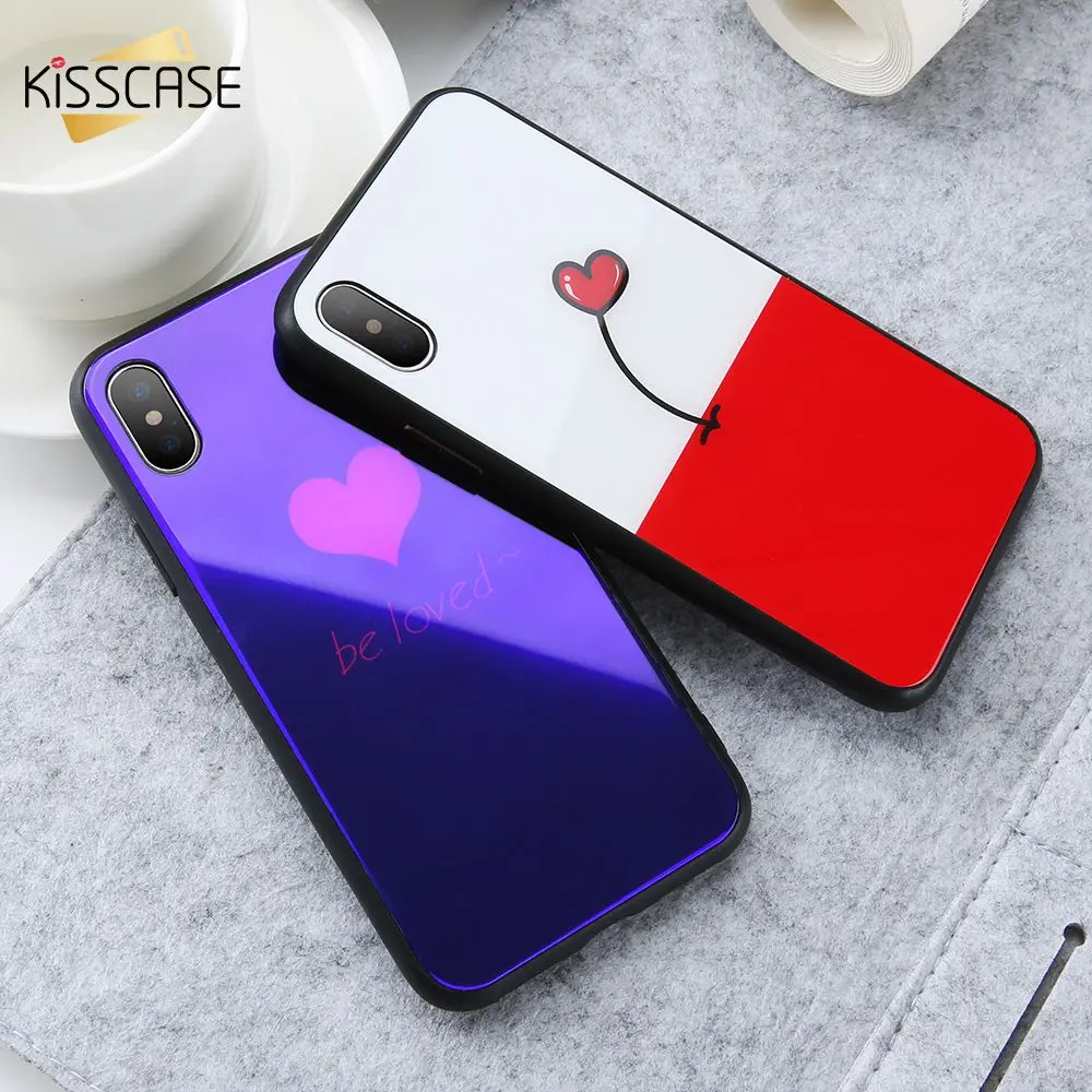 KISSCASE закаленное Стекло чехол для iPhone 8 плюс милые случаи мобильного телефона