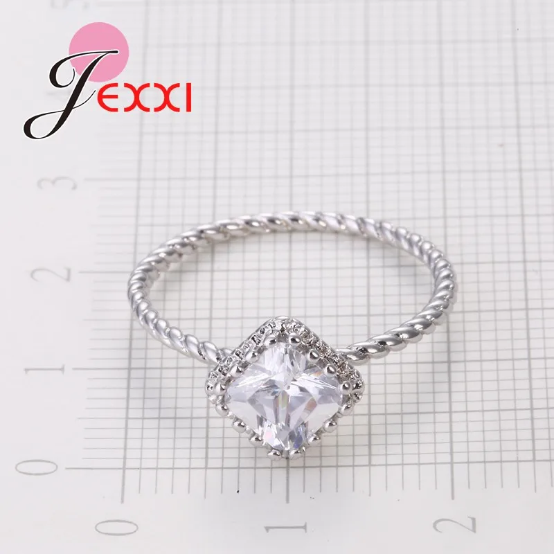 925 Sterling Silver Ring Sports Style Quartet Crystal Cubic Zirconia Round Thanksgiving Surprise Gift For Women Wedding | Украшения и