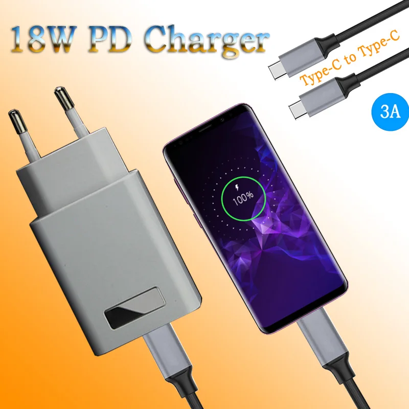 18 Вт type-C USB C PD зарядное устройство Быстрая зарядка 4 0 QC 3 Быстрый зарядный кабель