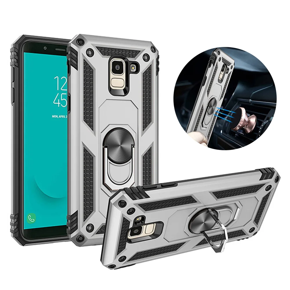 For Samsung Galaxy A6 A8 Plus 2018 case Holder Stand Armor Hybrid Magnetic Bracket Finger Ring Cover J6 J8 A7 A750 A9 | Мобильные