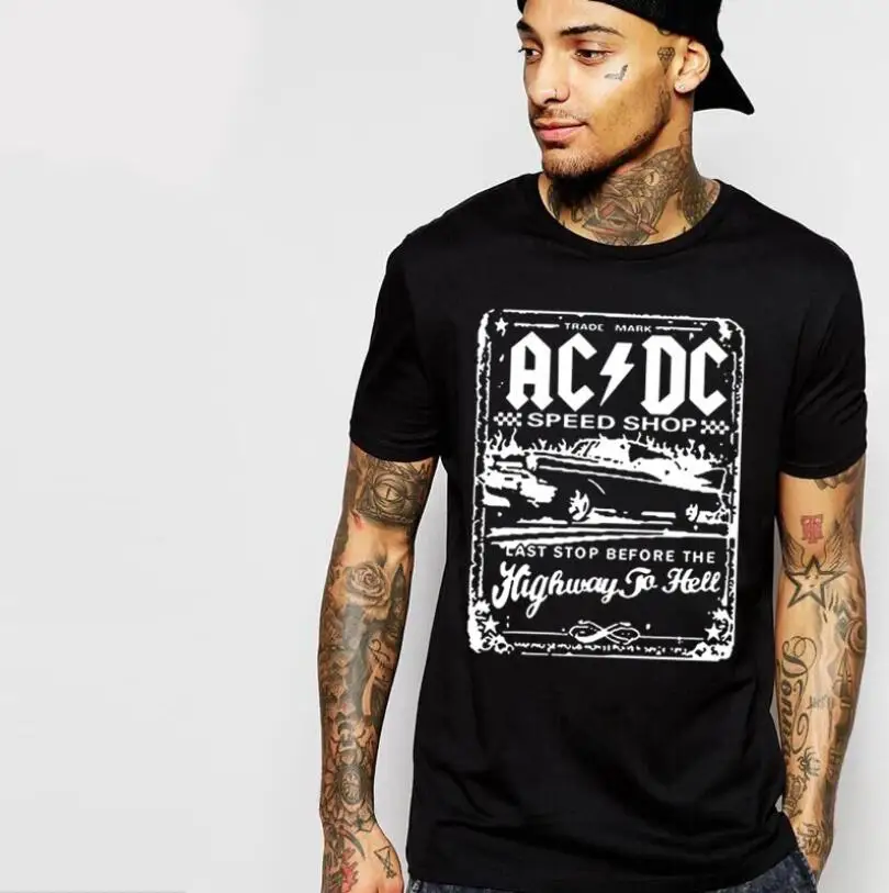 Деревенский хип-хоп ACDC Печатные Мягкие хлопковые мужские футболки летние с короткими рукавами негабаритных Круглый вырез Топы Harajuku Базовая футболка для мужчин