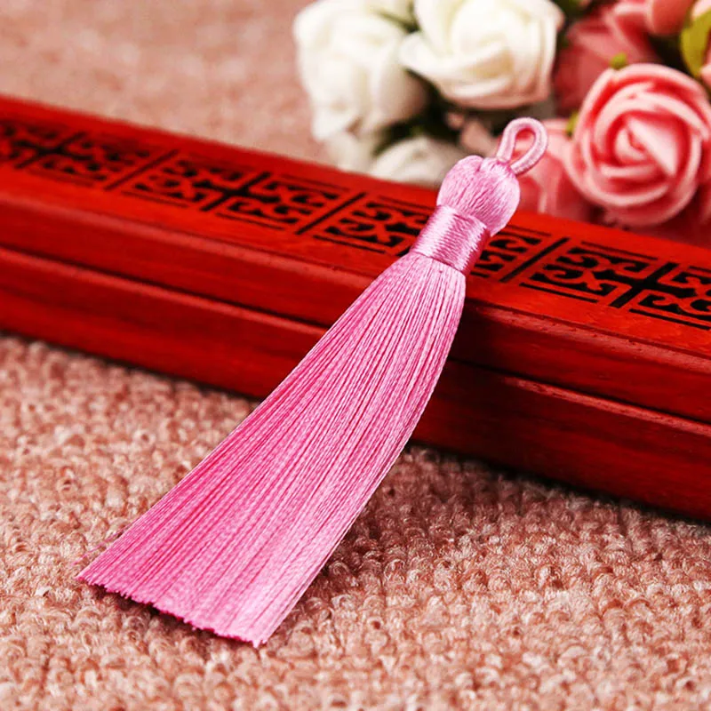 Pink Горячая 1 шт. Закладка с кисточкой ручной работы для закладки длинные шелковые кисточки DIY 8 см Высокое качество ремесла Вышивка бисером бахрома отделка - Цвет: Pink