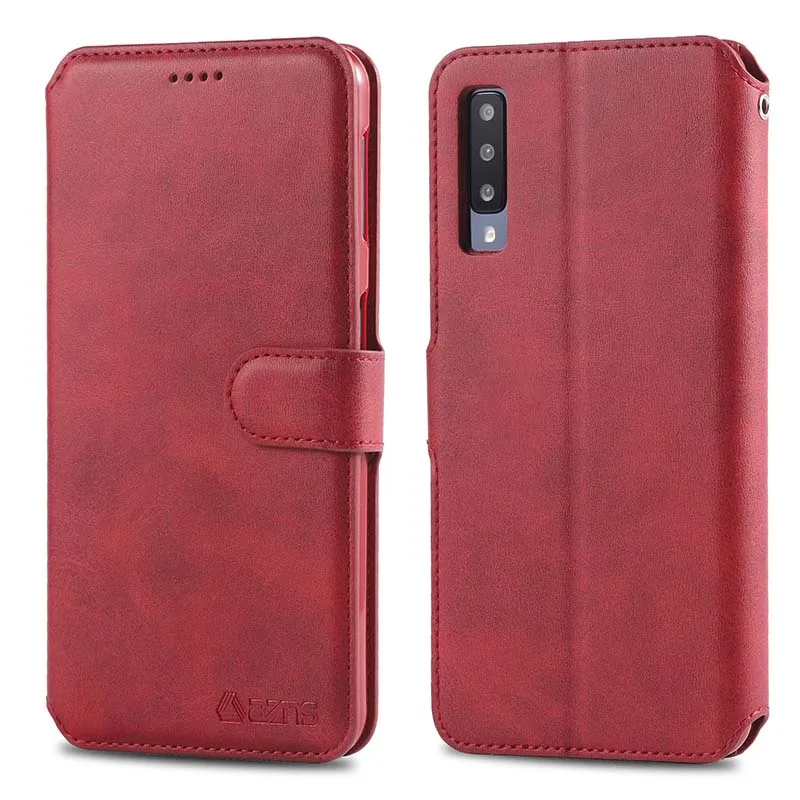 Red Хорошая из искусственной кожи чехол для samsung Galaxy A51 71 10 20 30 40 50 60 70 80 S из искусственной кожи мягкие Цвет чехол-накладка из термополиуретана с подставкой флип чехол кожного покрова - Цвет: Red