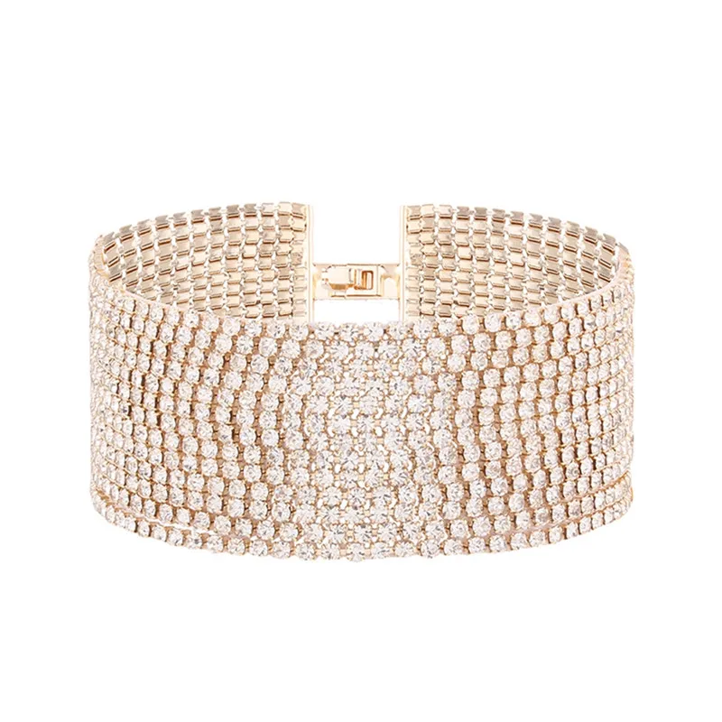 

Europe HOT Golden Silvery Female Rhinestone Multilayer Bracelet Women Boho Wristband Wide Bracelet Mom Fashion Jewelry