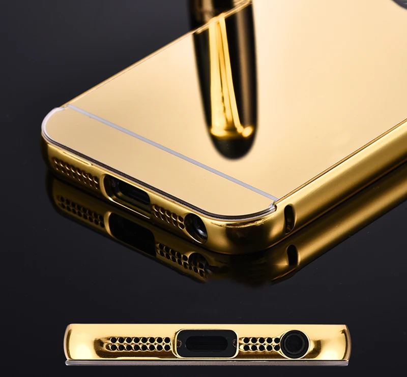 Роскошный Алюминиевый Чехол для iphone 5, 5S, SE, металлическая рамка, акриловый ПК, зеркальная Противоударная задняя крышка для iphone на 4, 4S, 5, 5S, чехлы