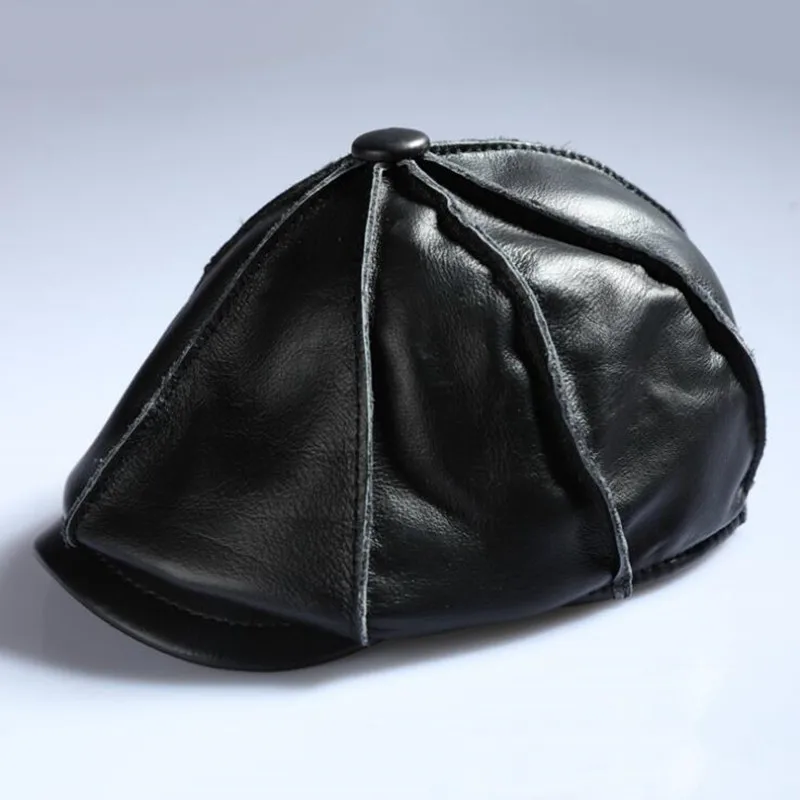 Мужская кожаная восьмиугольная кепка художника для молодых мужчин среднего