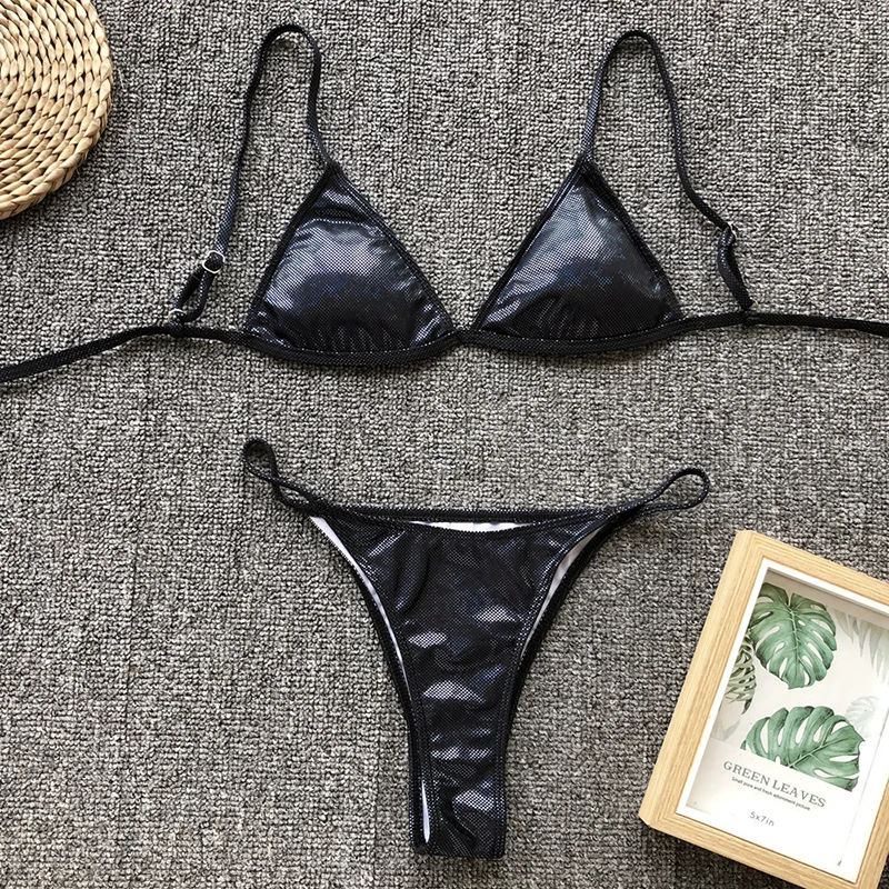 Сексуальный блестящий купальник микро Бразильское бикини 2019 пуш-ап купальный