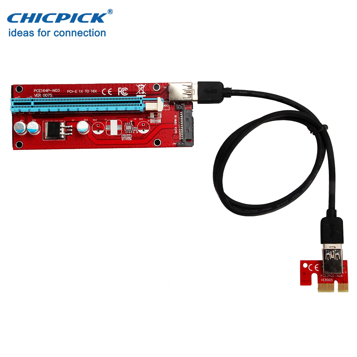 CHICPICK VER007 USB 3 0 PCIE Express 1x к 16x Riser Card Sata питание Расширение Кабель адаптер для ETH nVIDIA AMD
