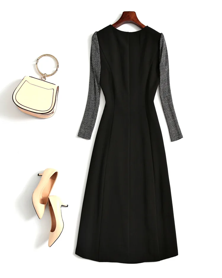 Женское винтажное платье до щиколотки повседневное облегающее с круглым вырезом