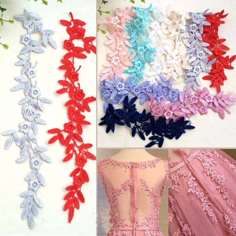 5 пар цветов Кружевная аппликация 29 х6 см|new arrivals laced|lace appliquesewing trim |