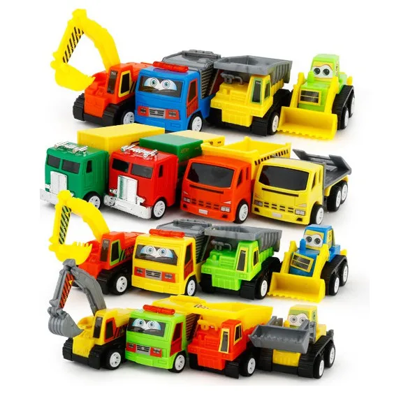 16Pcs Vehicles Assorted Construction Raced Car Model Toy Set Racing Trucks Tractors Excavators Pocket Toys for Boy Can Swing |