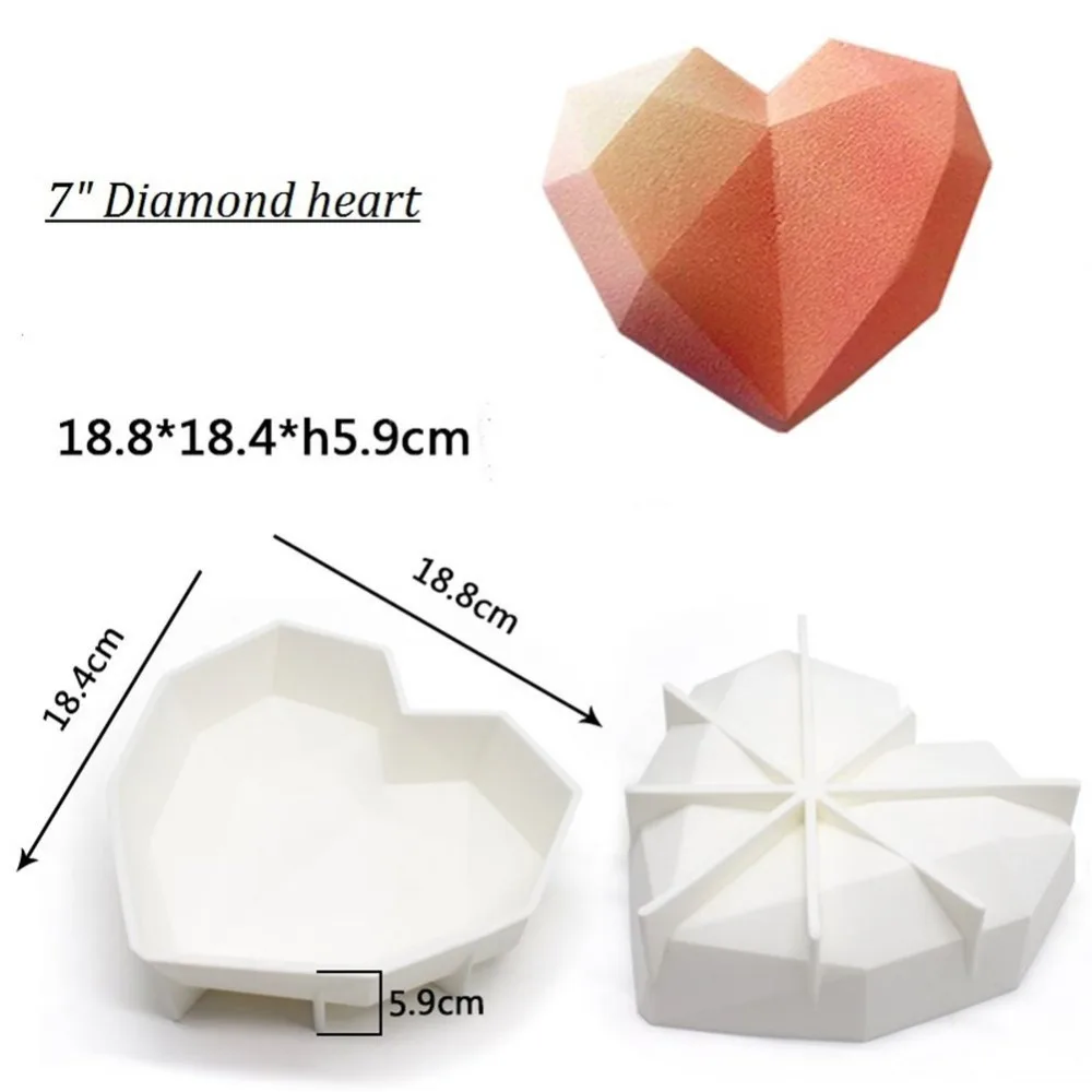 7 ''силиконовая форма для торта в форме сердца Diamond3D выпечки Мусса шоколада