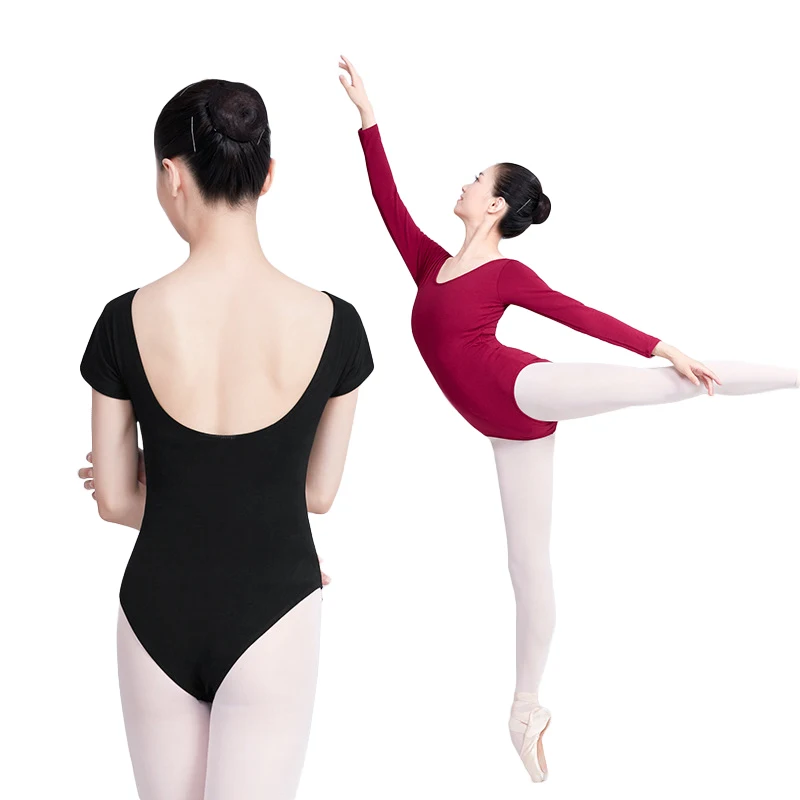 Новый профессиональный балетный купальник с длинным рукавом и низкой спинкой