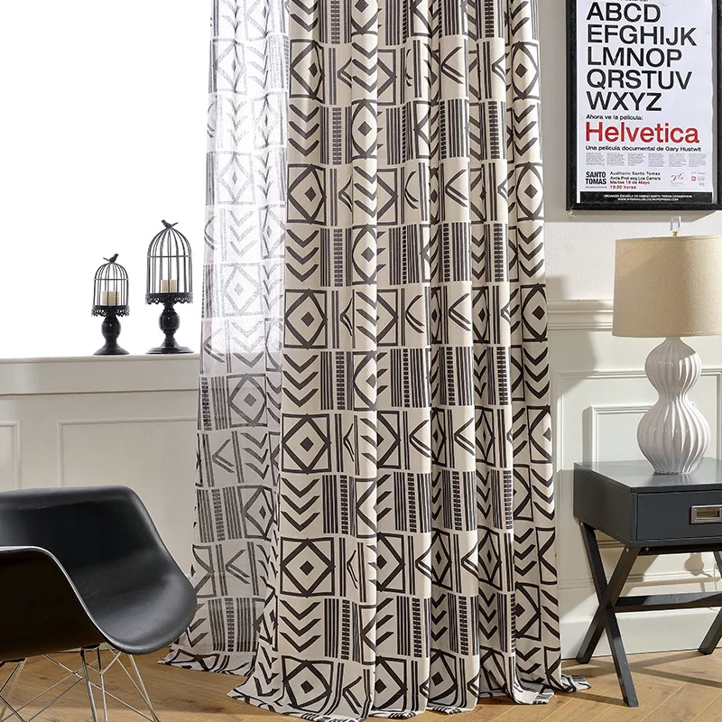 Современные Простые занавески с геометрическим принтом миру из полиэстера и