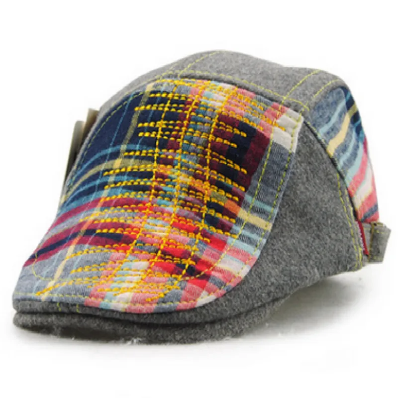 Детский Теплый шерстяной берет газетчика красный темно серый с пряжкой для