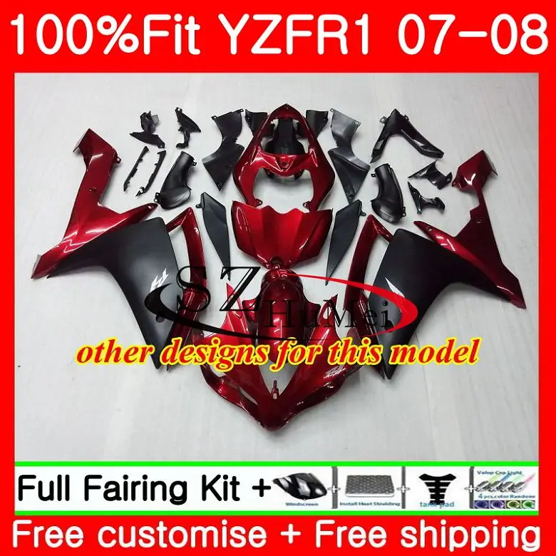 Впрыска боди для YAMAHA YZF R1 1000 R 1 07 08 64SH18 YZF1000 YZFR1 Топ Синий Черный 2007 2008 обтекатель|body