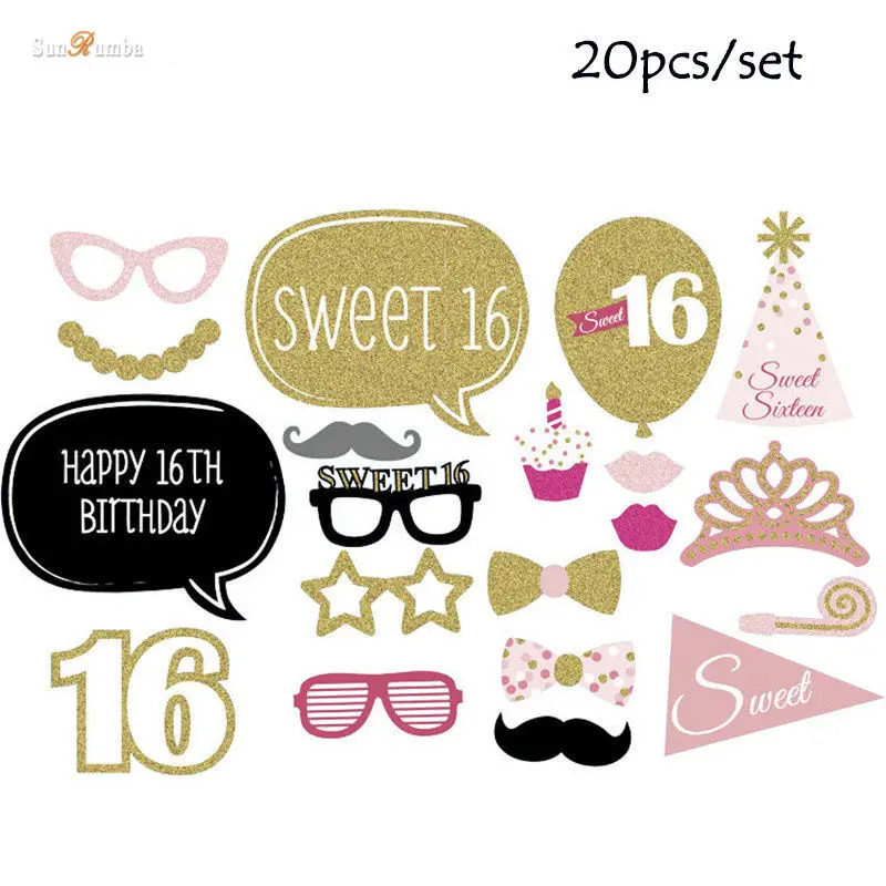20 шт. декоративный реквизит для Фотокабины 16 го дня рождения|decor photobooth|decorative