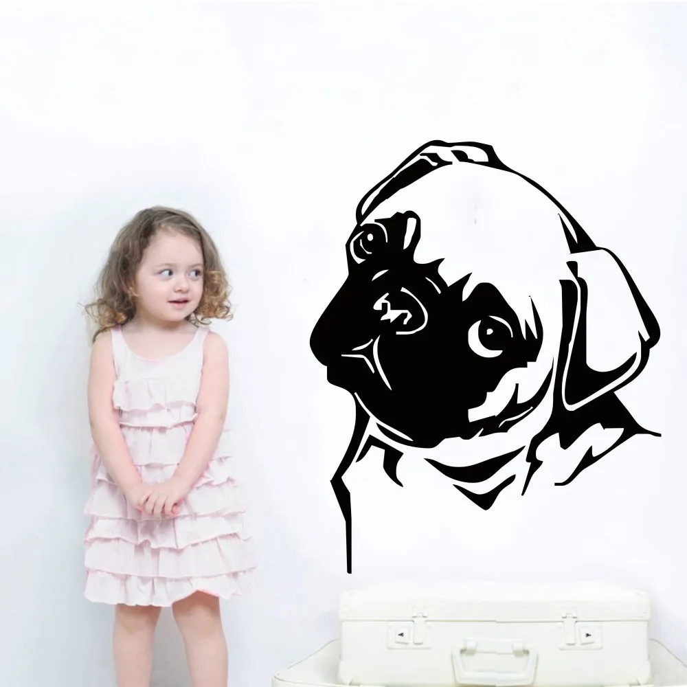 

YOYOYU Art Home Decor Animal Pug Head Face Wall Decal Vinyl Sticker Room House Decoration Mural Poster WW-487