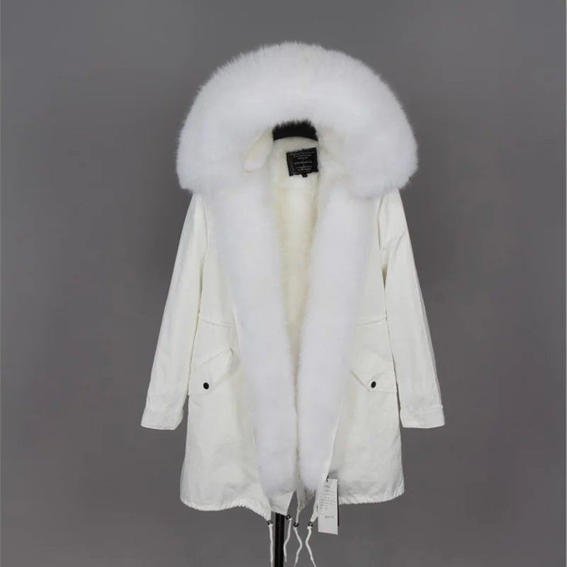 Faux lining-6 Maomaokong натуральный мех белая хлопковая куртка зимняя женская меховая куртка парка - Цвет: Faux lining-6