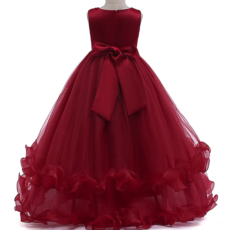 Девушки Кружева свадебное платье с цветочным принтом детское элегантное рукавов