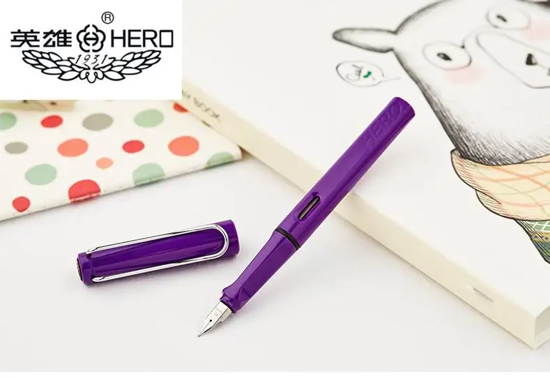 purple 7 цветов, продукт, пластиковая ручка HERO 359 EF, перо серебряного цвета, Подарочная авторучка для каллиграфии - Цвет: purple