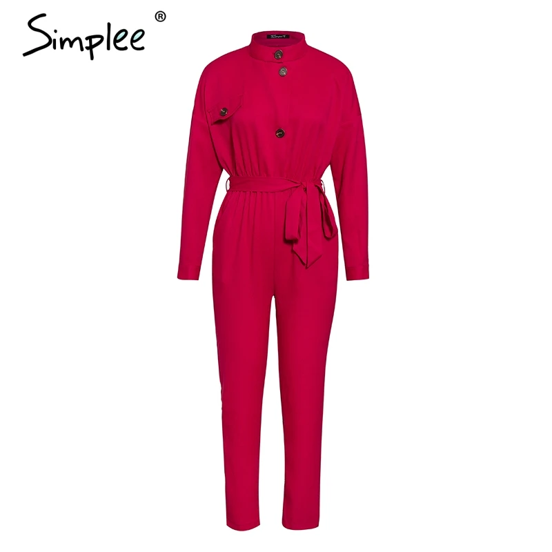 Женский комбинезон Simplee с воротником-стойкой и длинным рукавом элегантный