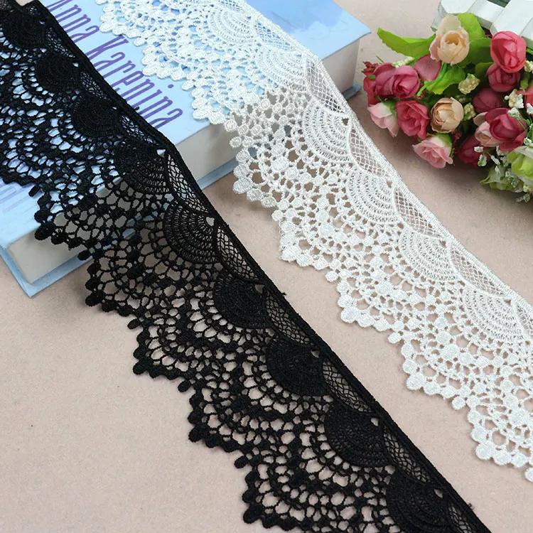 

5 Yards/Lot Hot Sale New White And Black Lace Trim Embroidery Applique Polyester Trimming Sewing Crafts Lace
