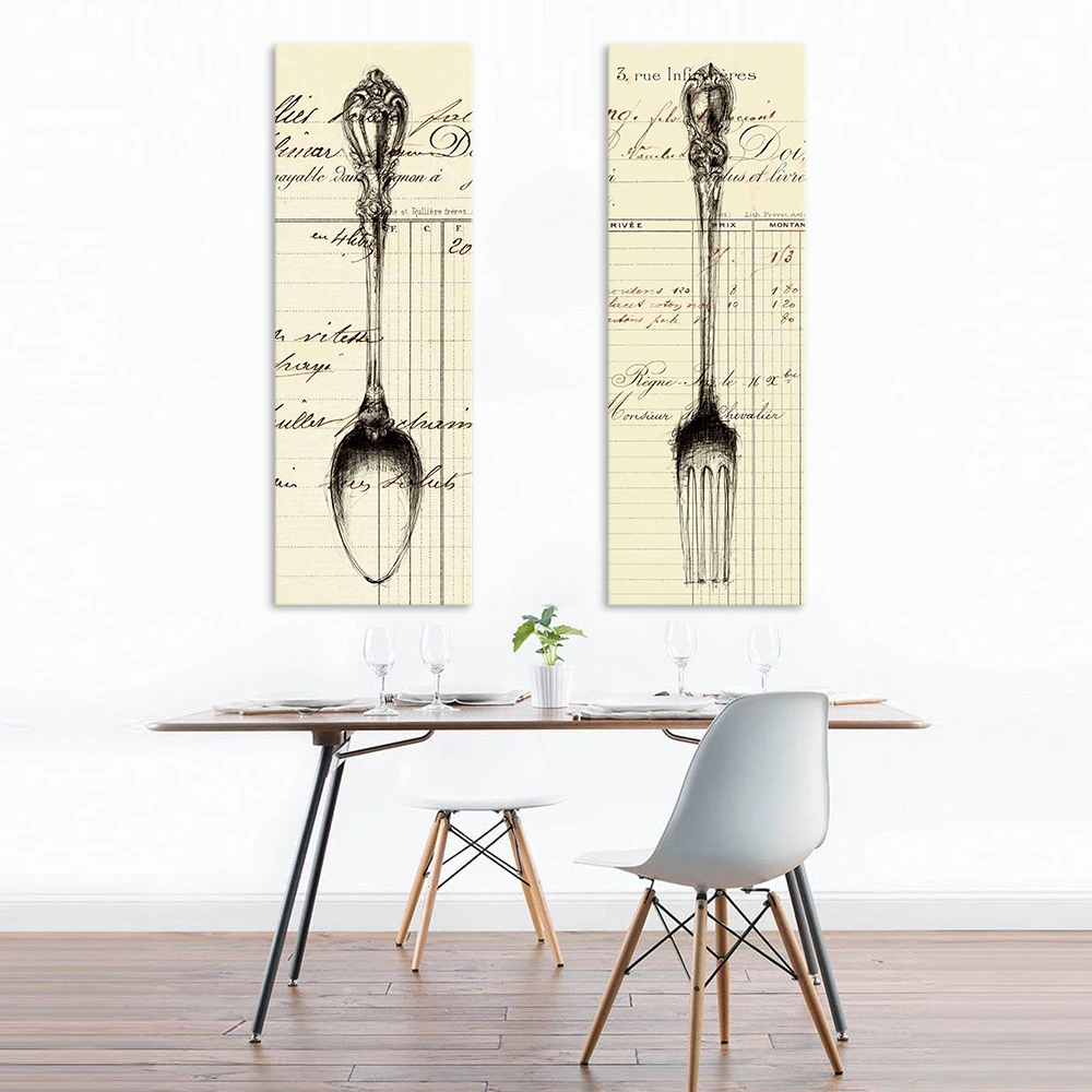 2 шт. вилка и ложка для столовой без рамки|canvas art|wall picturesart pieces |