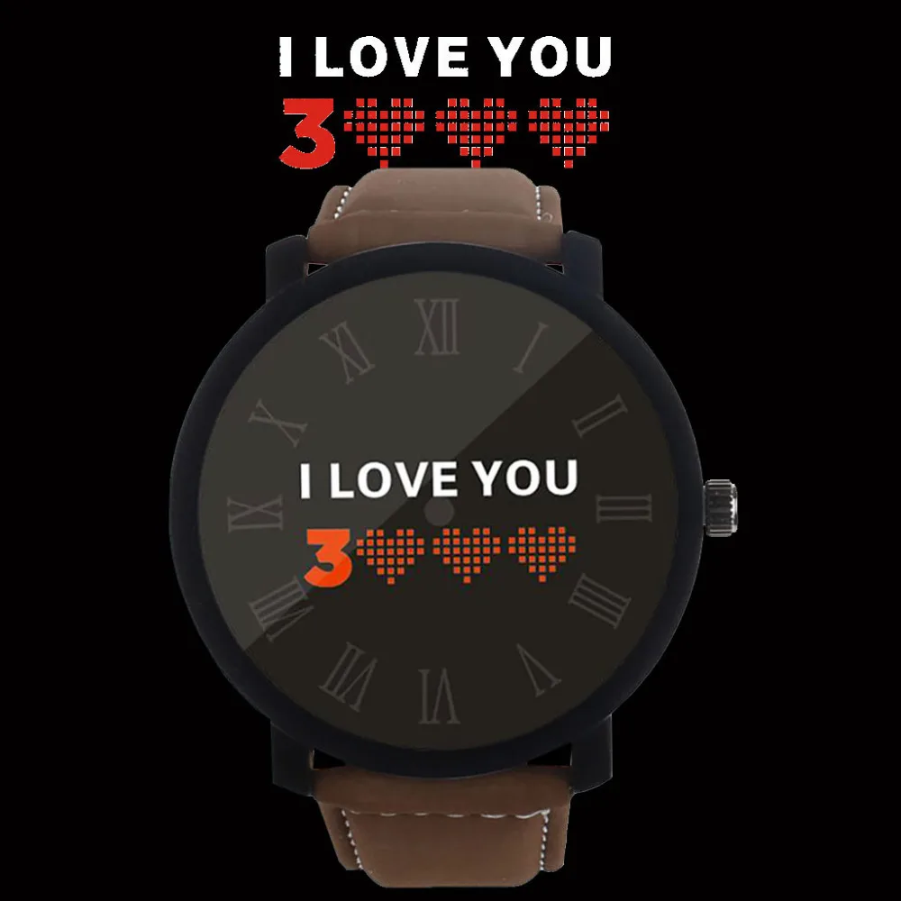 Часы с кожаным ремешком I LOVE YOU 3000 модные классические креативные часы для