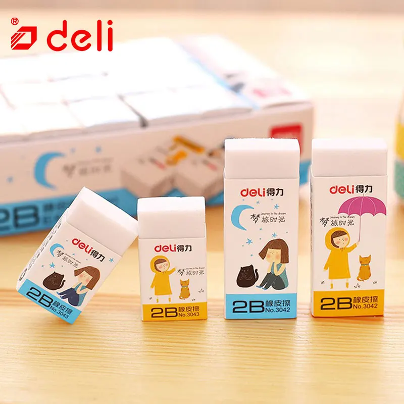 Deli 3 шт. Ластики для карандашей школьные канцелярские принадлежности ластик